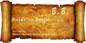 Balázs Betta névjegykártya